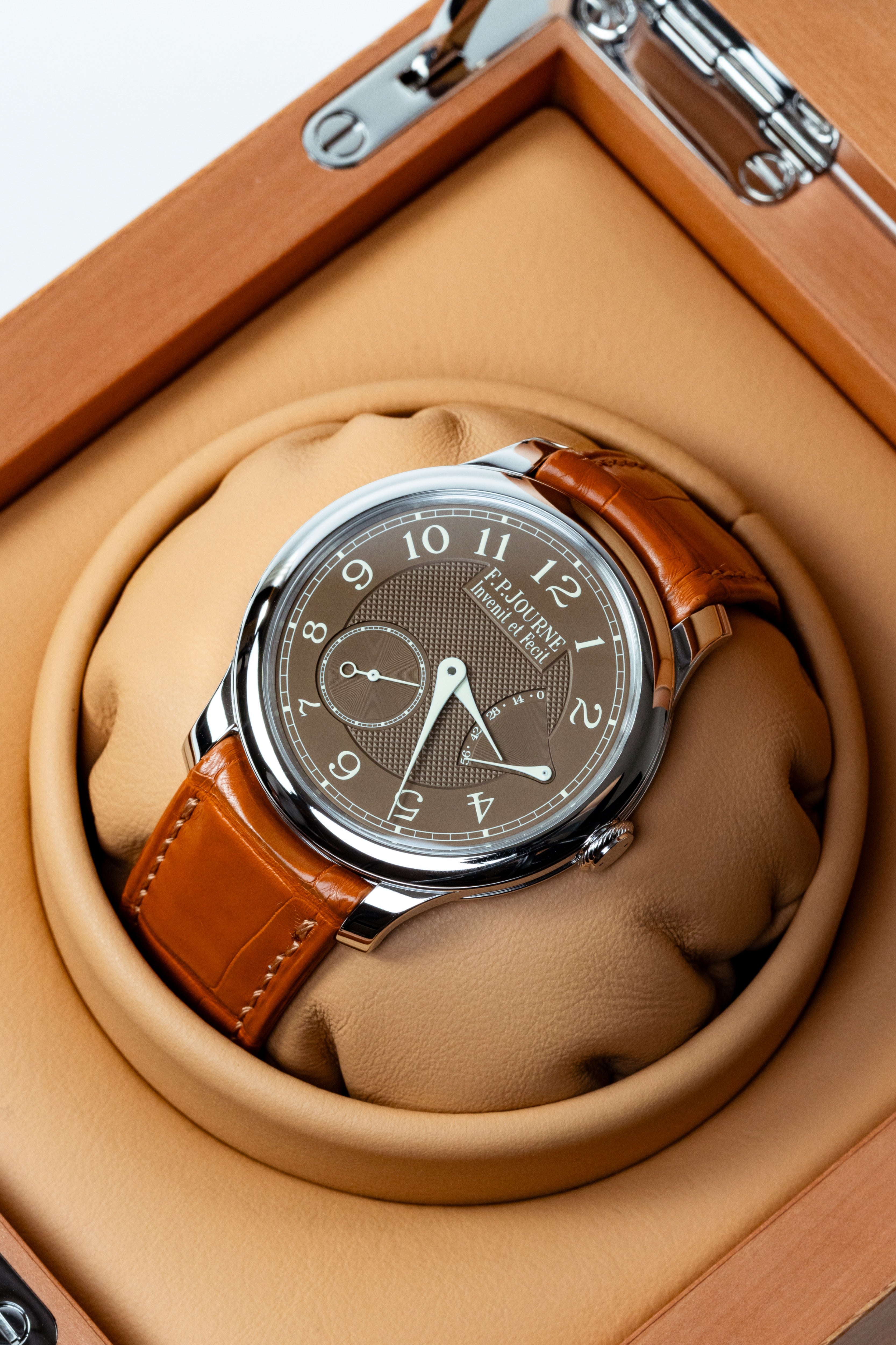 F.P.Journe Souveraine Chronometre Souverain Havana (CS) Platinum Brown Dial Leather Strap 40MM Calibre 1304