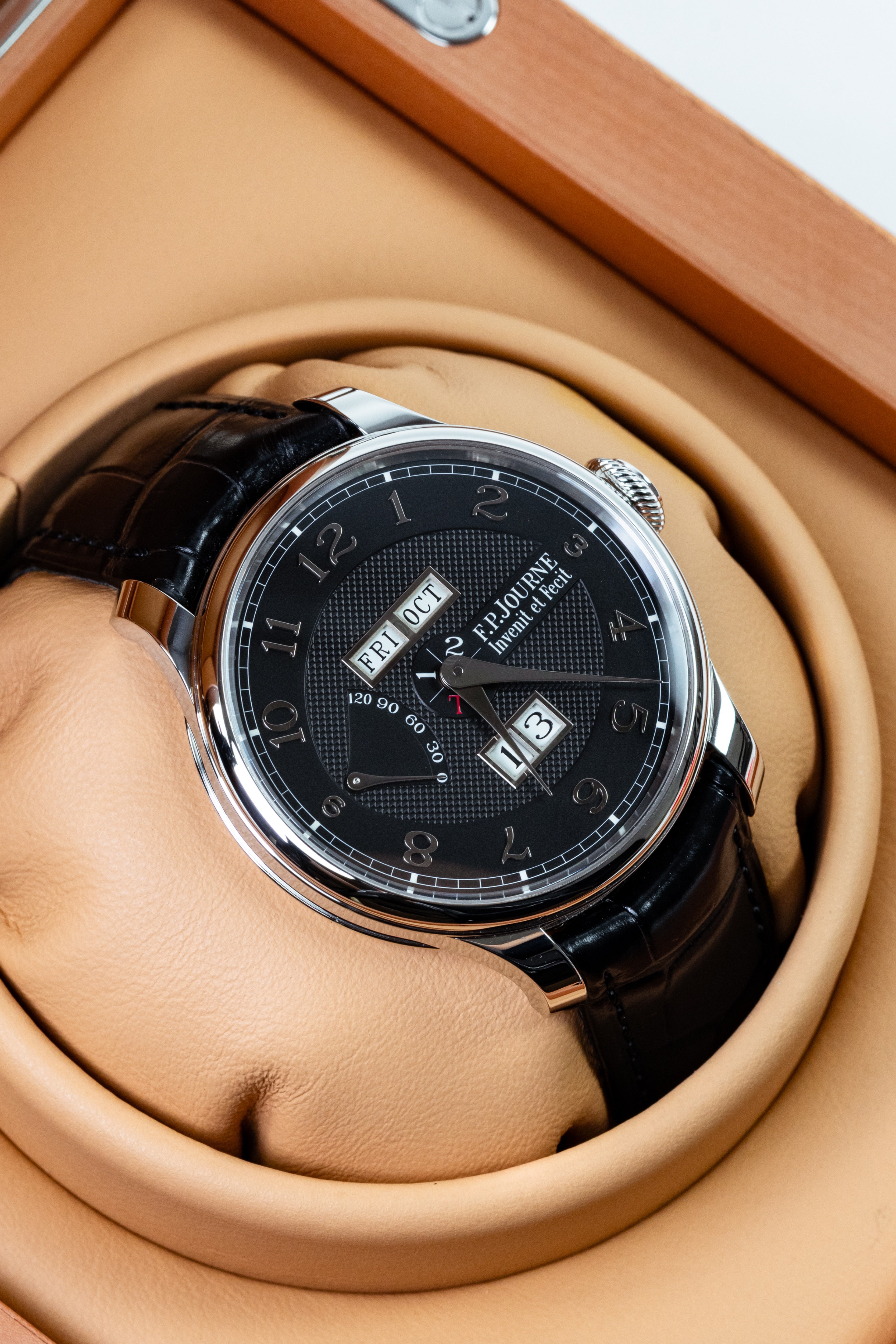 F.P.Journe Quantieme Perpetual Black Label (QP) Platinum Black Dial Black Strap 42MM Calibre 1300.3