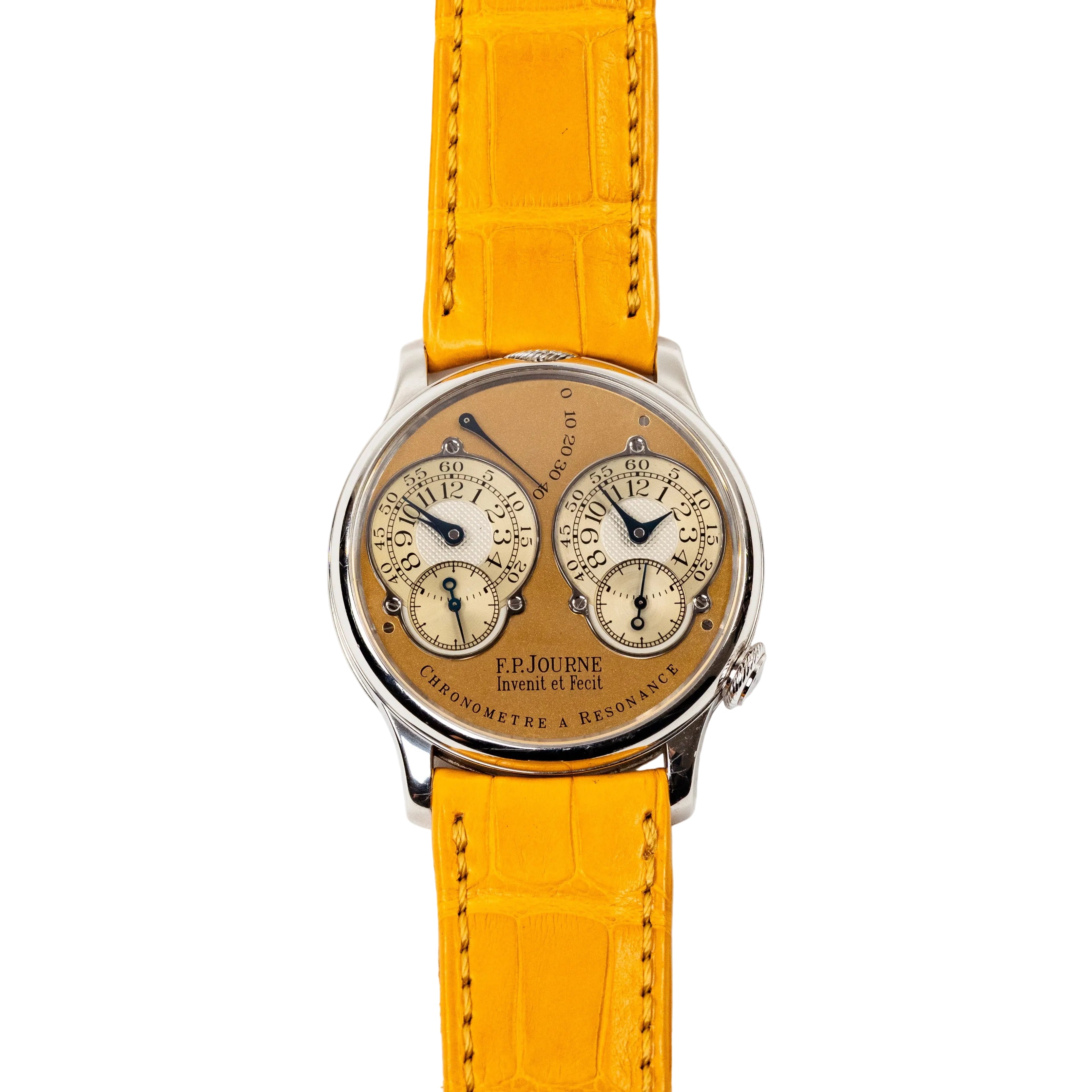 F.P.Journe Chronometre à Resonance (01R) 38MM Platinum Brass Movement Gold Dial Calibre 1499