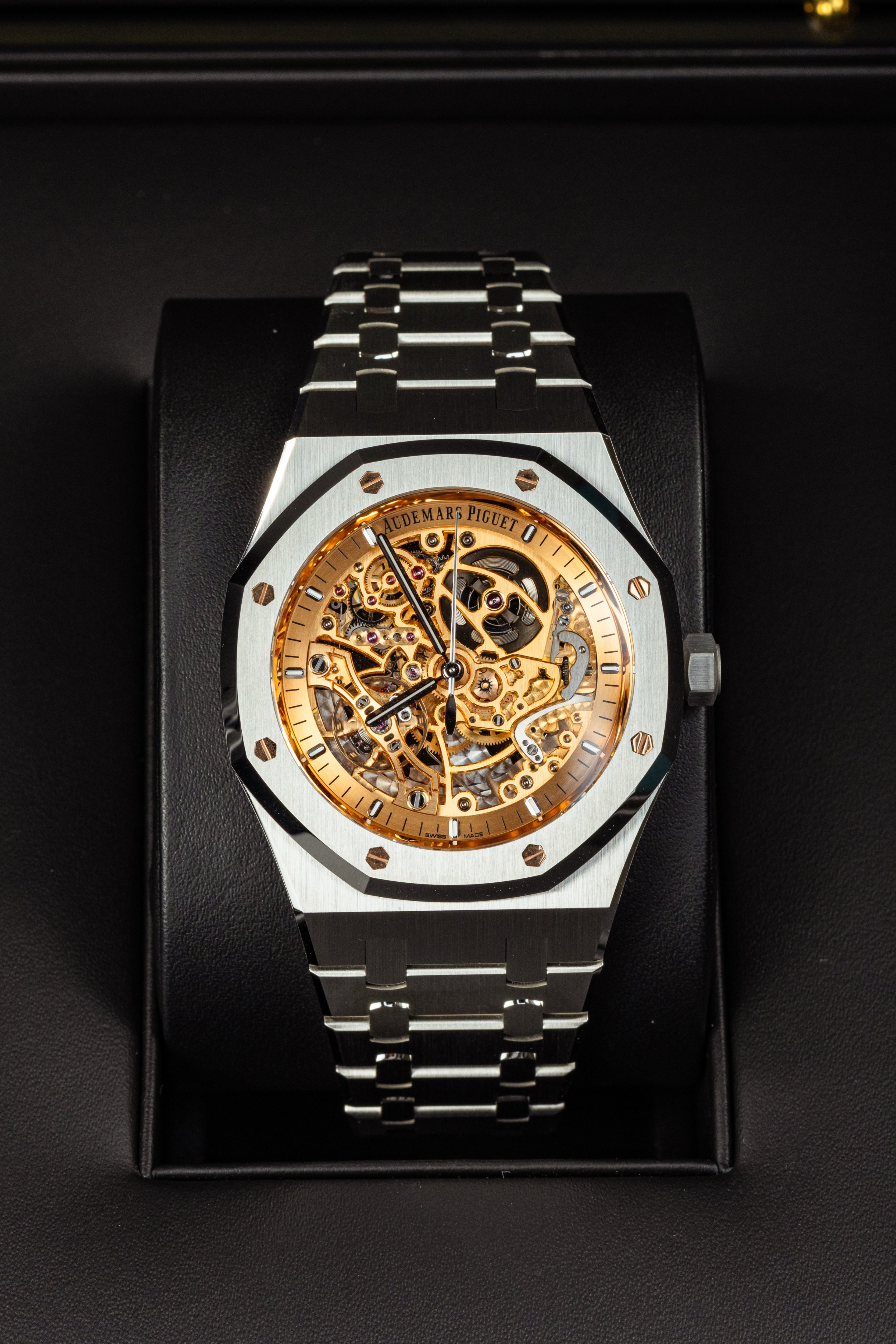 Audemars Piguet Royal Oak 15407ST Double Balance Wheel Openworked Salmon Dial Stainless Steel