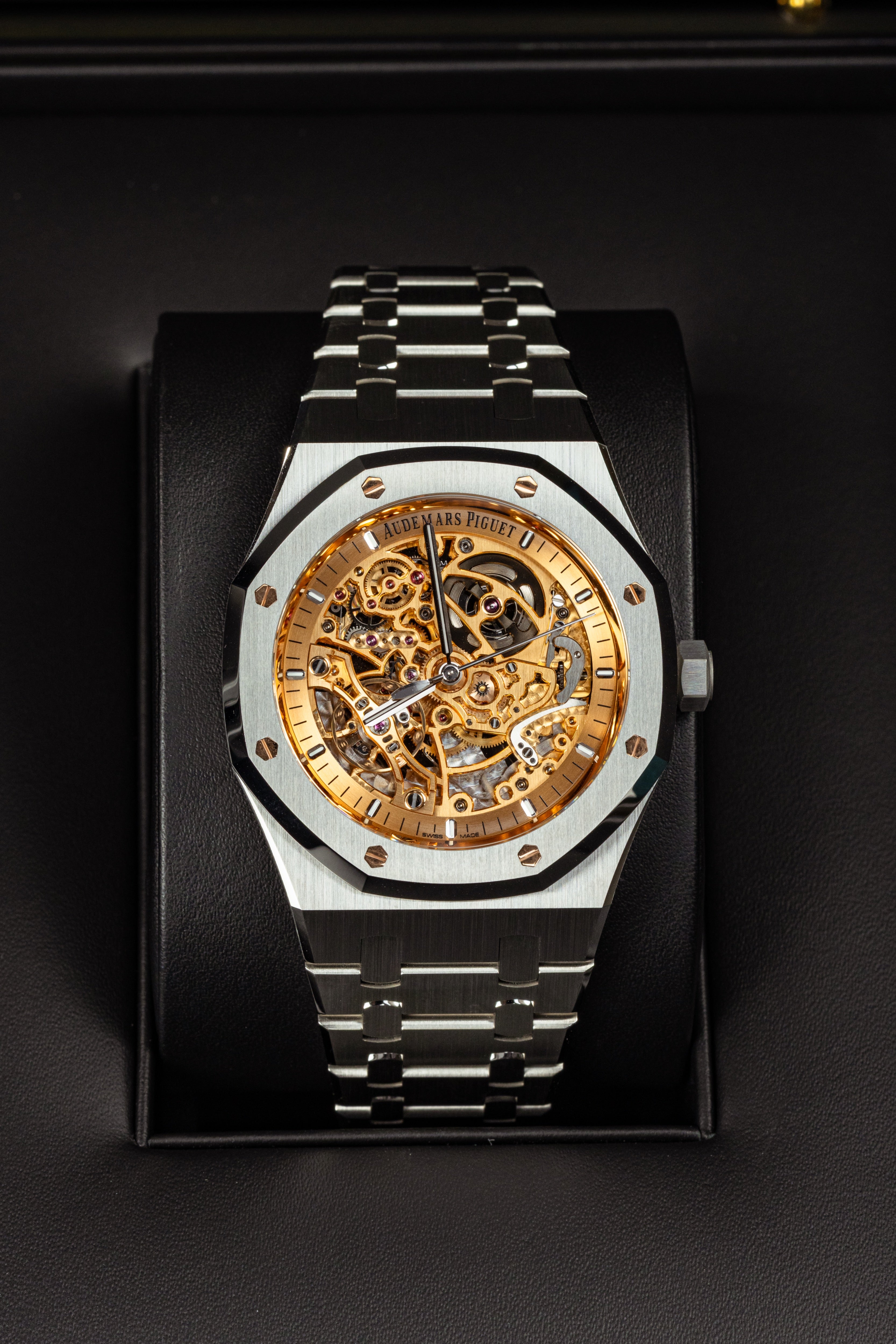 Audemars Piguet Royal Oak 15407ST Double Balance Wheel Openworked Salmon Dial Stainless Steel