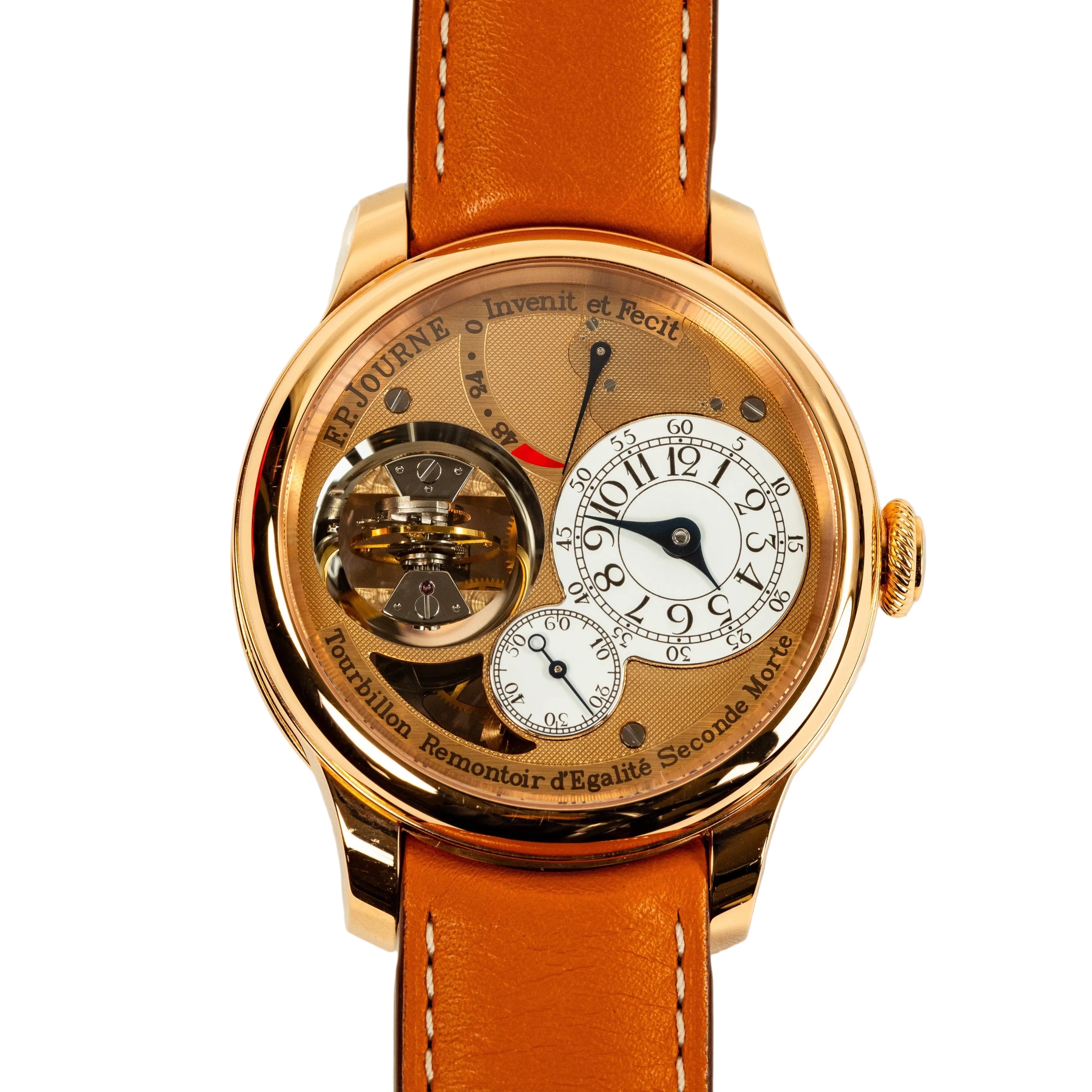 F.P.Journe Souveraine Tourbillon (TV) Gold Dial Brown Leather Strap Rose Gold 42MM Calibre 1519