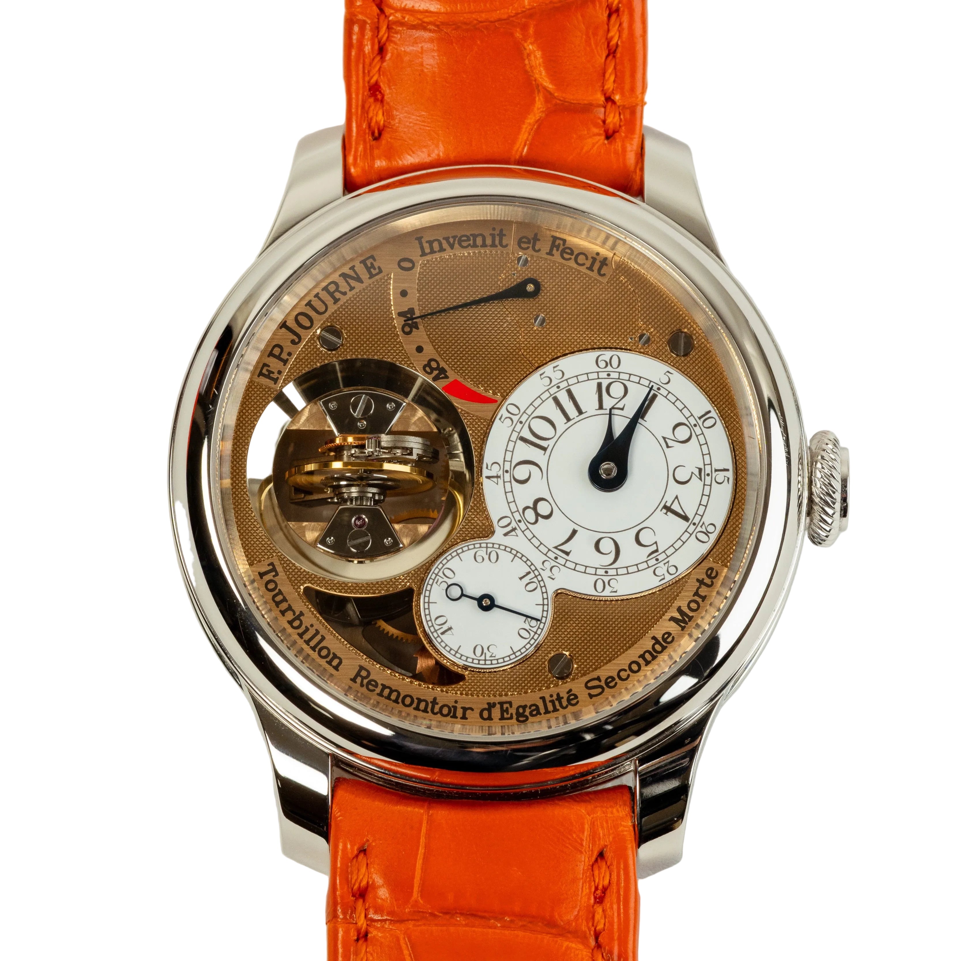 F.P.Journe Souveraine Tourbillon Souverain (TV) Platinum Brown Dial Brown Leather Strap 42MM Calibre 1519
