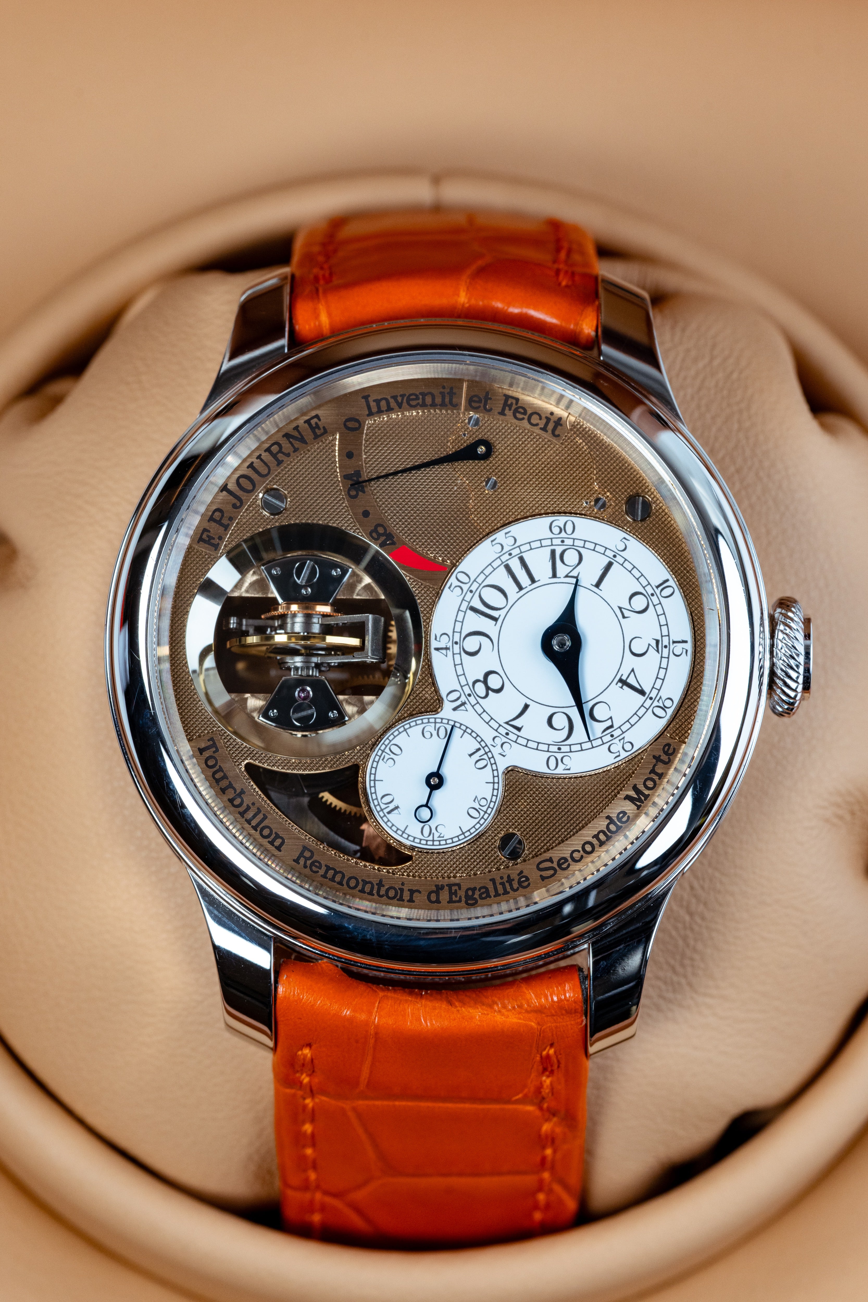 F.P.Journe Souveraine Tourbillon Souverain (TV) Platinum Brown Dial Brown Leather Strap 42MM Calibre 1519