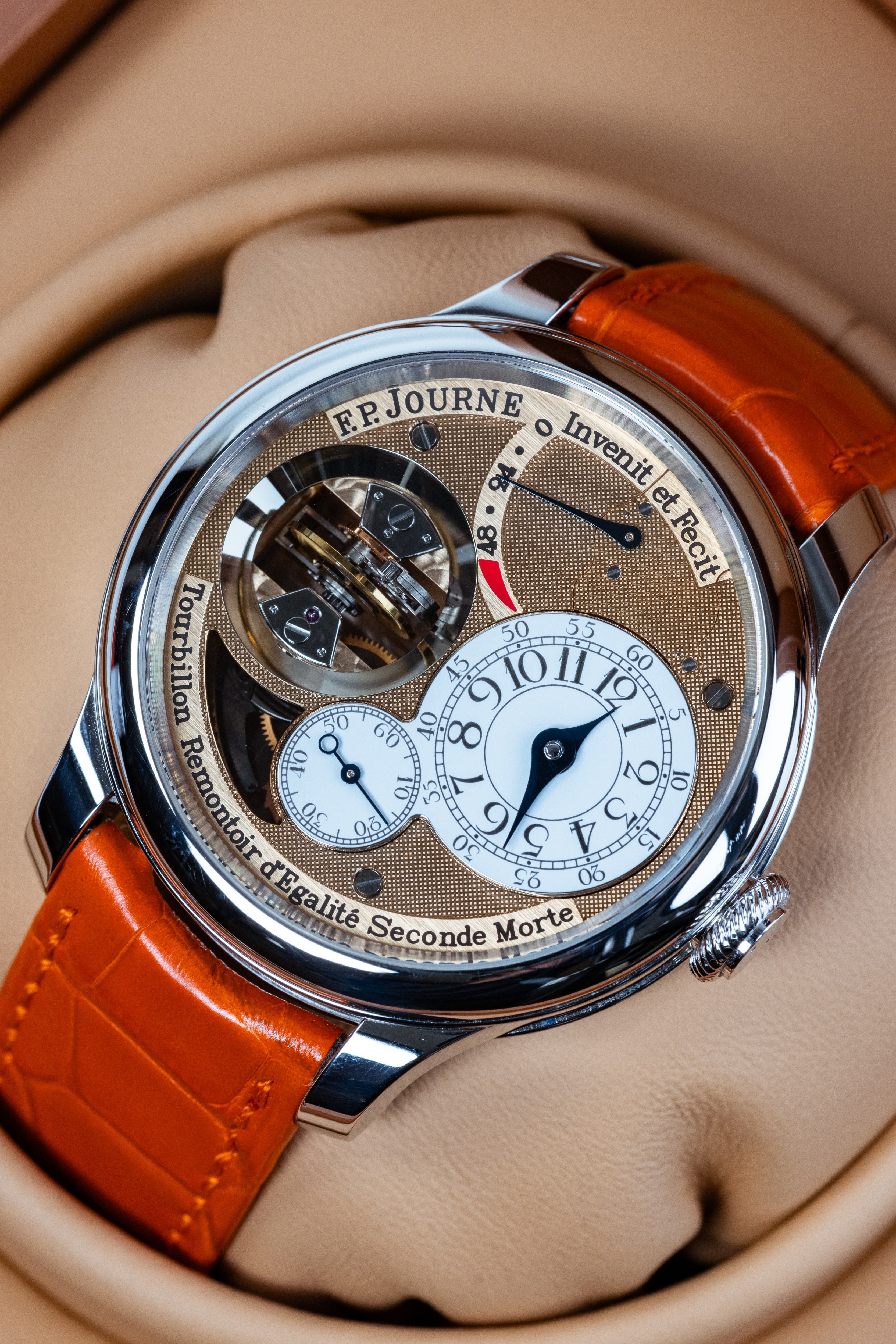 F.P.Journe Souveraine Tourbillon Souverain (TV) Platinum Brown Dial Brown Leather Strap 42MM Calibre 1519