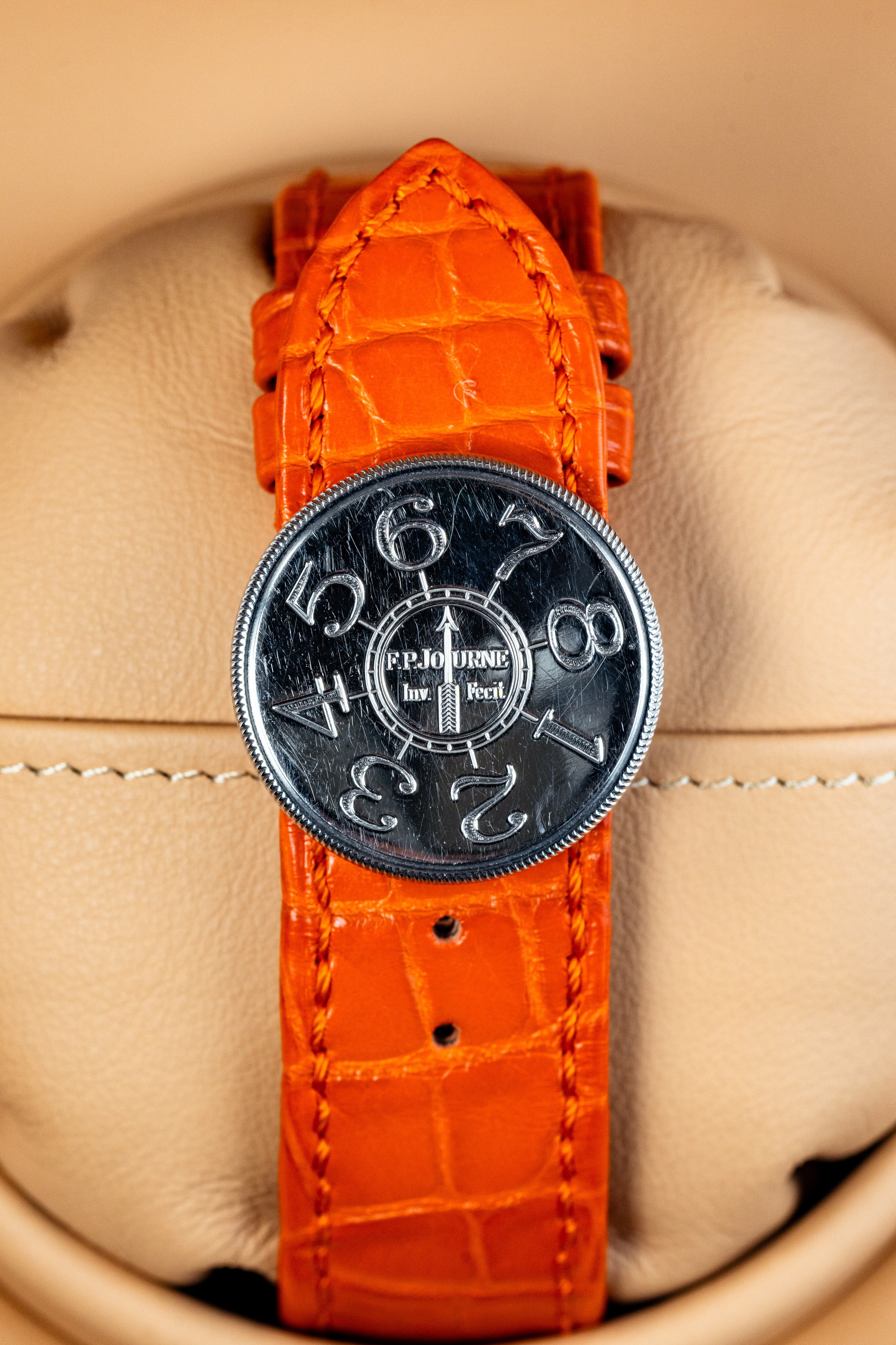 F.P.Journe Souveraine Tourbillon Souverain (TV) Platinum Brown Dial Brown Leather Strap 42MM Calibre 1519