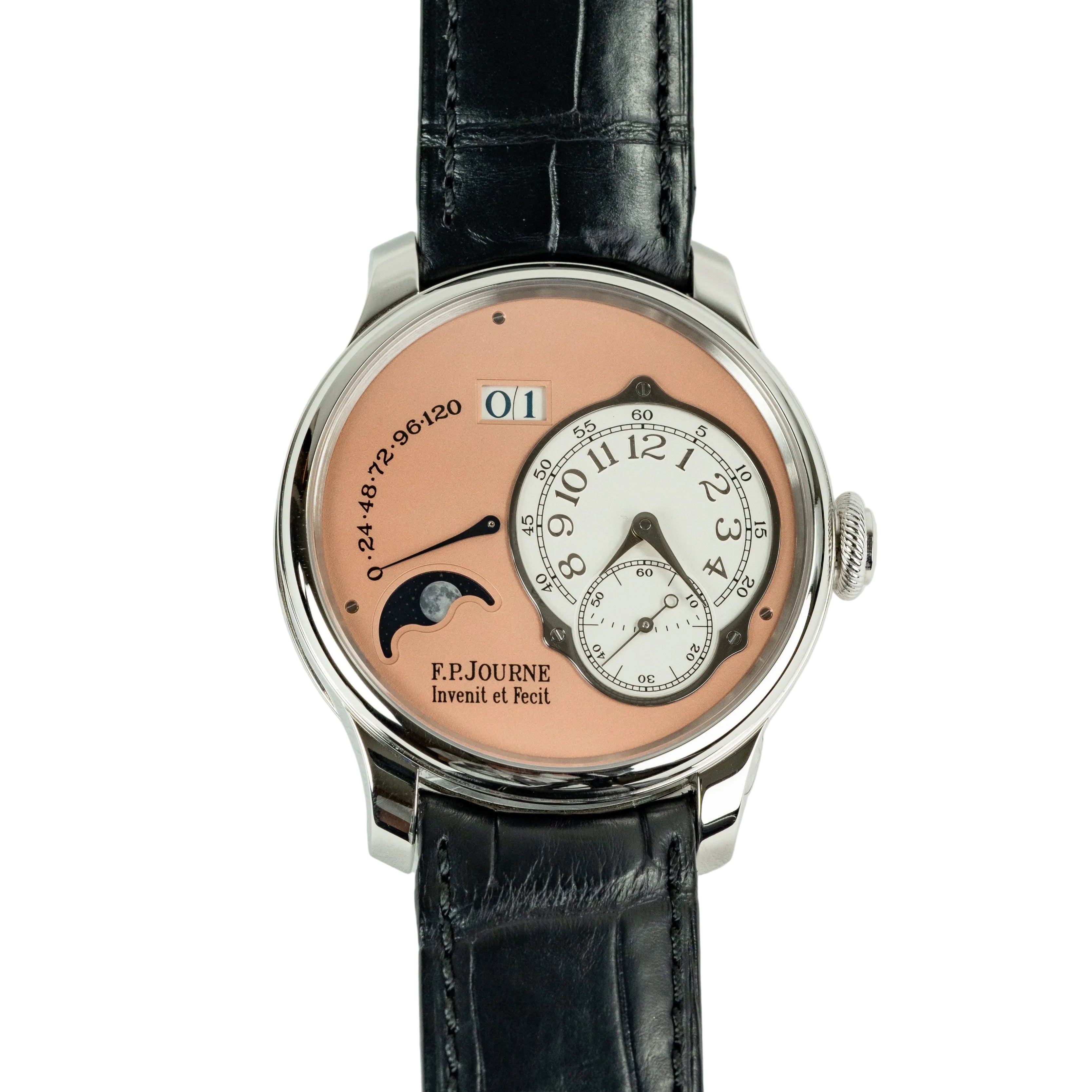 F.P.Journe Octa Lune (LN) Platinum Salmon Dial Black Leather Strap 40MM Calibre 1300.3