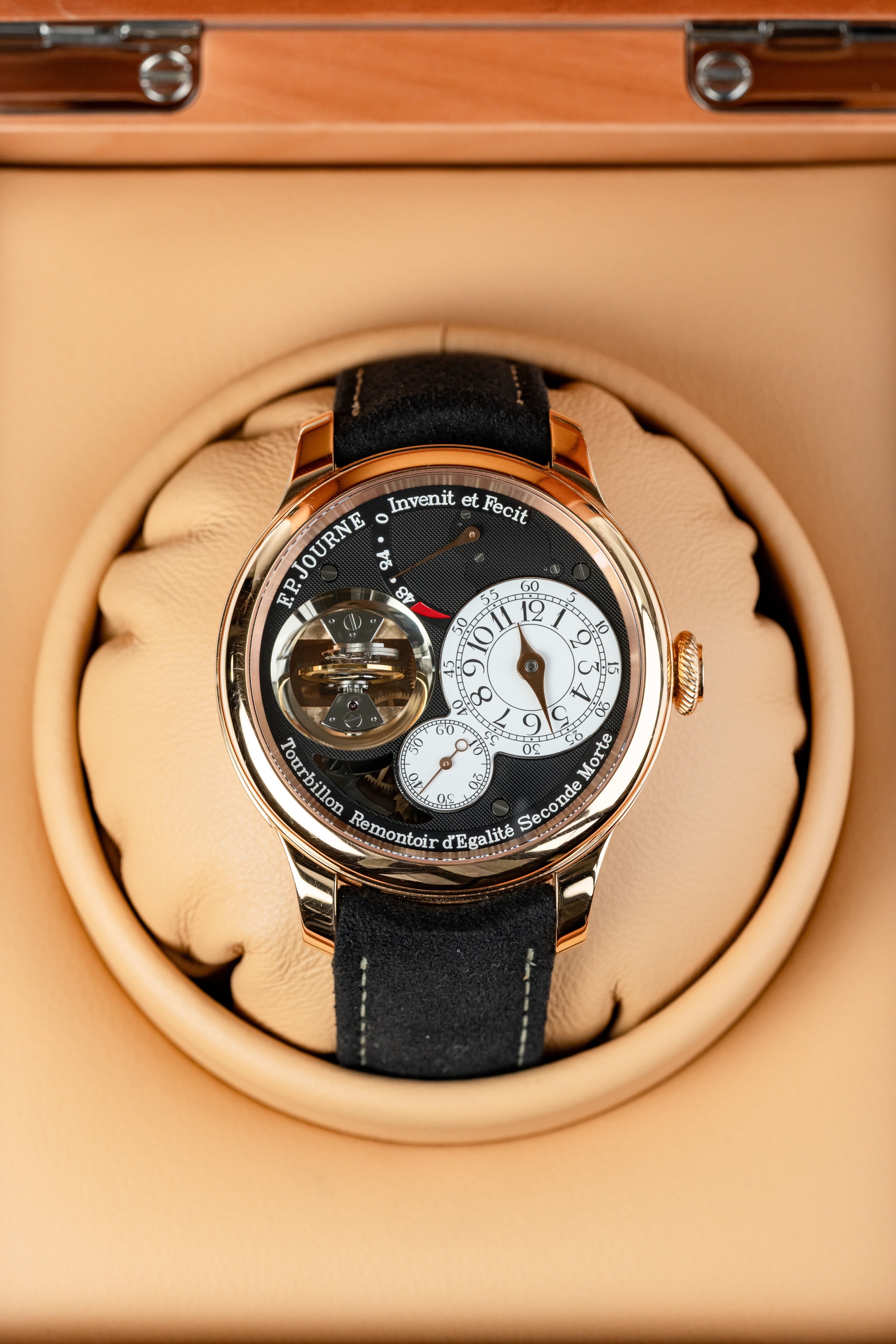 F.P.Journe Souveraine Tourbillon Souverain (TV) Rose Gold Black Dial Brown Leather Strap 42MM Calibre 1519