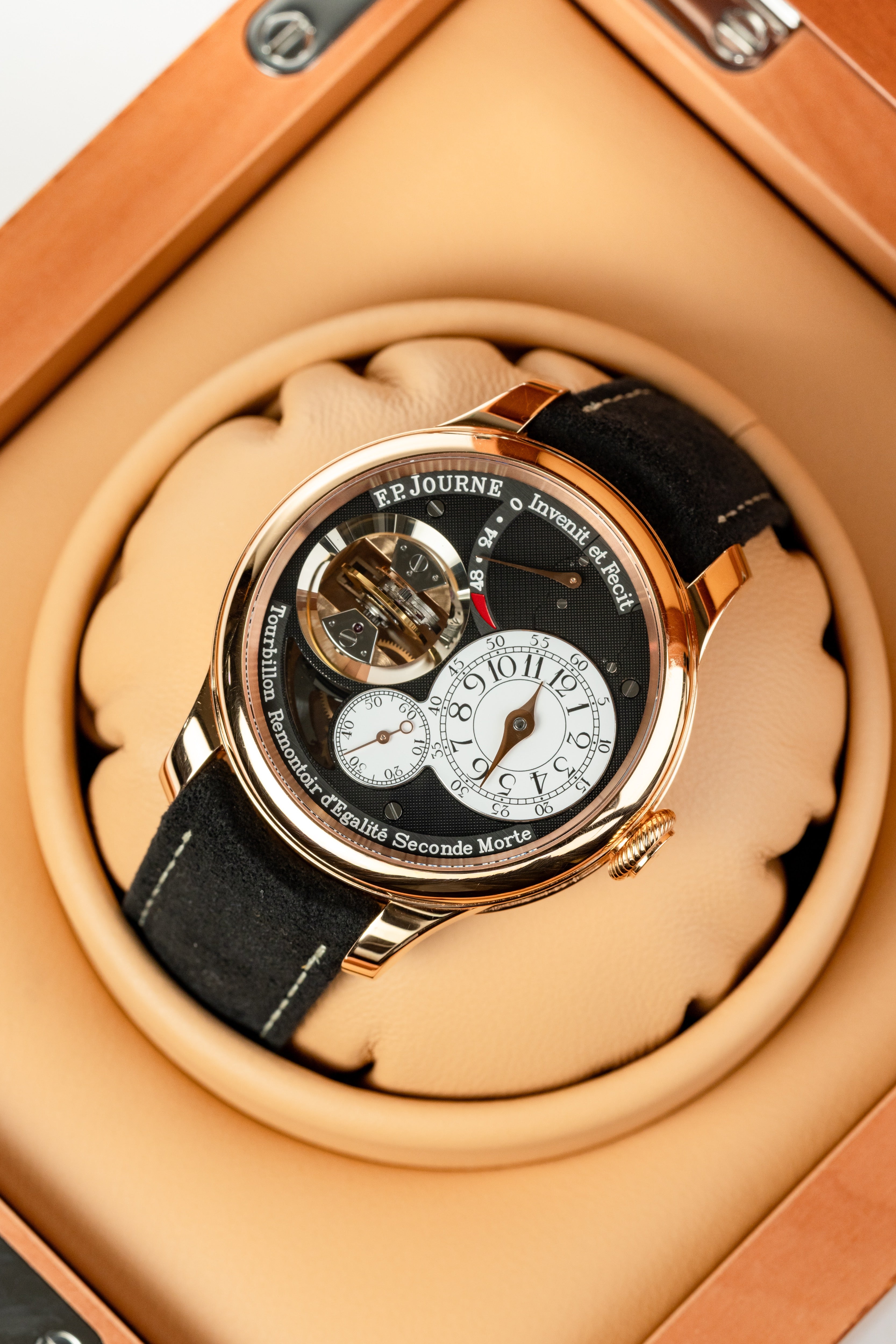 F.P.Journe Souveraine Tourbillon Souverain (TV) Rose Gold Black Dial Brown Leather Strap 42MM Calibre 1519