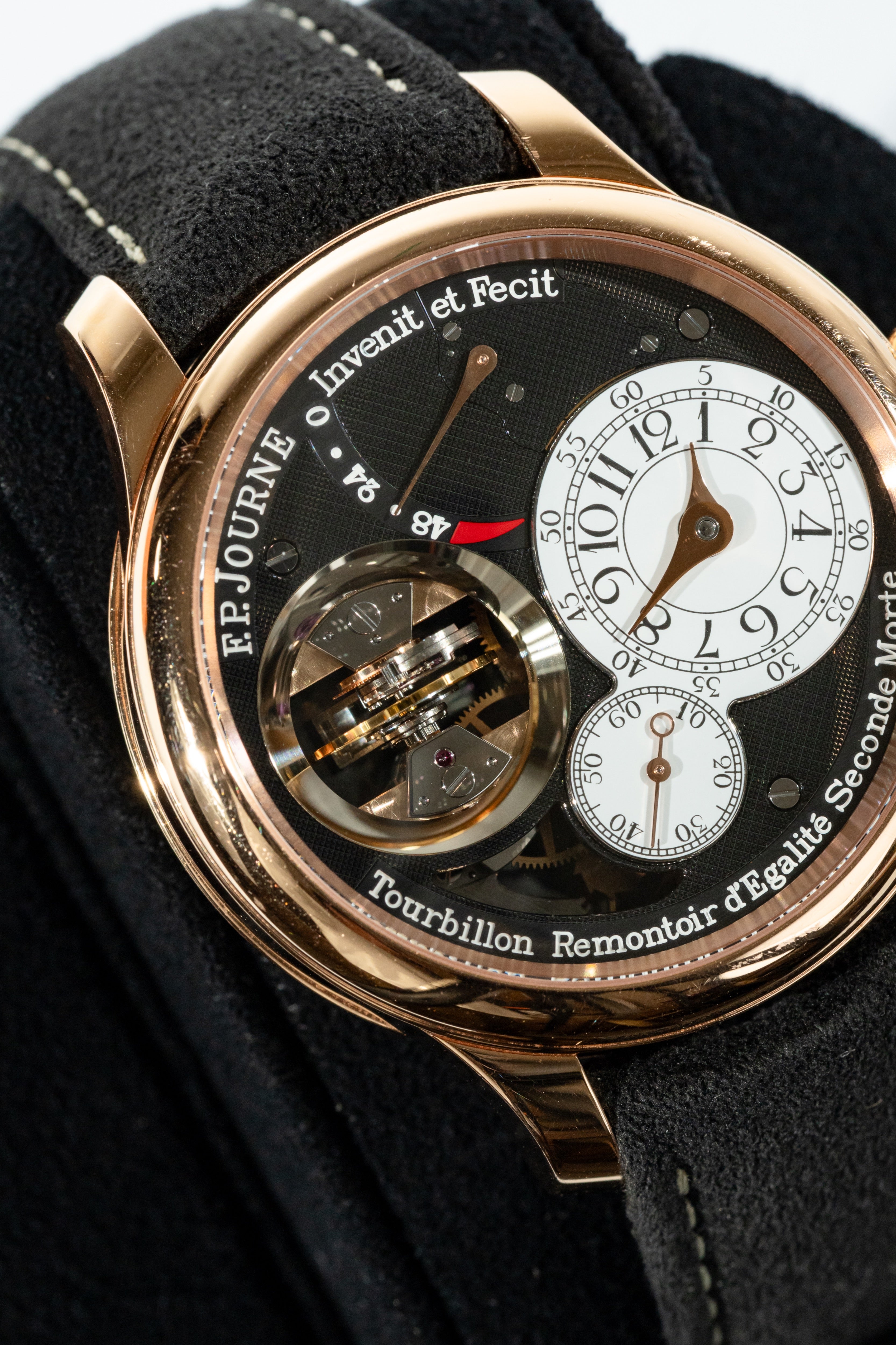 F.P.Journe Souveraine Tourbillon Souverain (TV) Rose Gold Black Dial Brown Leather Strap 42MM Calibre 1519