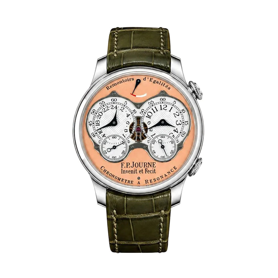 F.P.Journe Chronometre à Resonance (RQ) Platinum Salmon Dial Green Leather Strap 40MM Calibre 1520