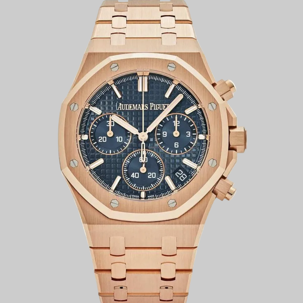 Audemars Piguet Royal Oak Chronograph 26715OR.OO.1356OR.01 Rose Gold Blue Dial