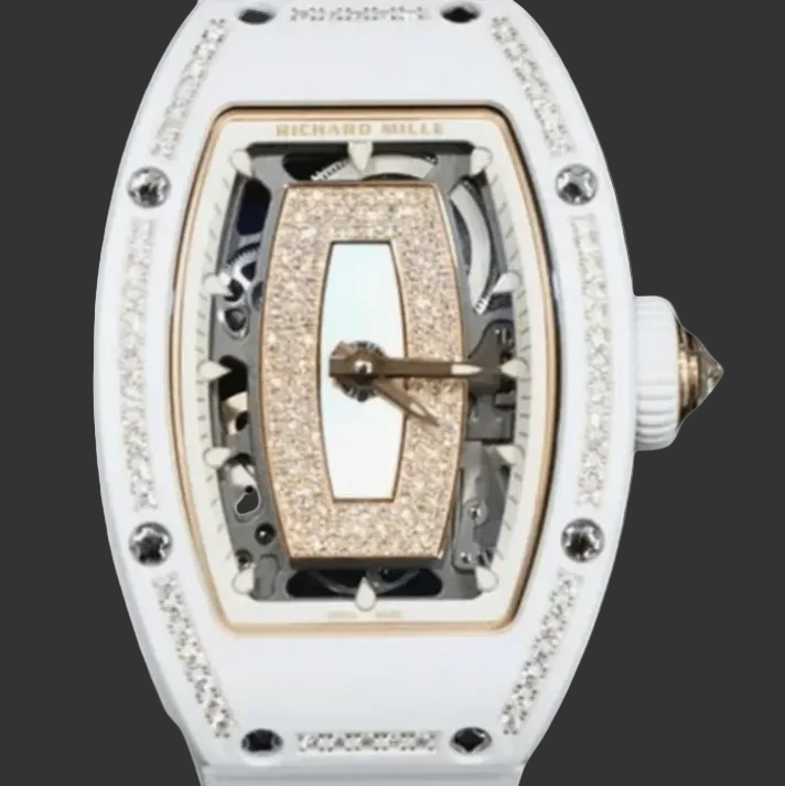 Richard Mille RM 07-01 'Ladies' White Ceramic Rose Gold Jasper Mother of Pearl Dial Diamond Bezel