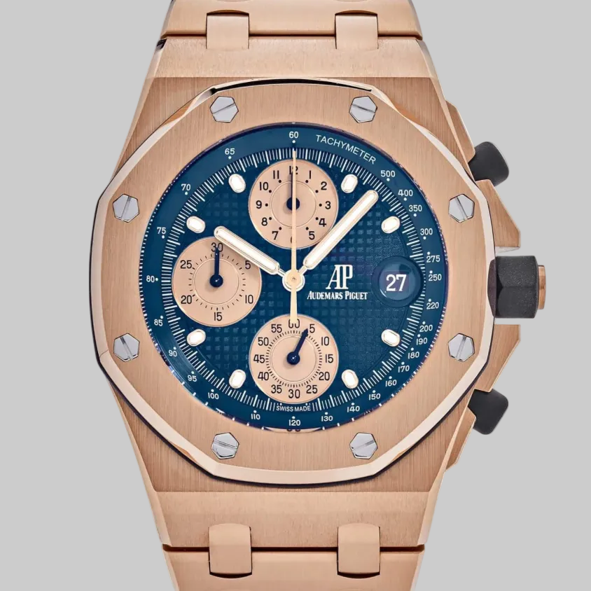 Audemars Piguet Royal Oak Offshore 26238OR.OO.2000OR.01 Chronograph 'Brick' Rose Gold Blue Dial