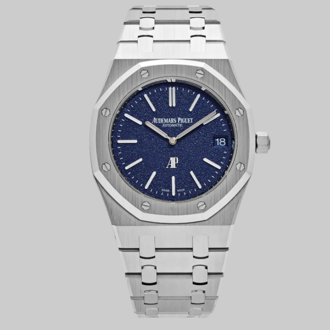 Audemars Piguet Royal Oak 16202BC.OO.1240BC.02 'Jumbo' Extra-Thin White Gold Grainy Blue Dial