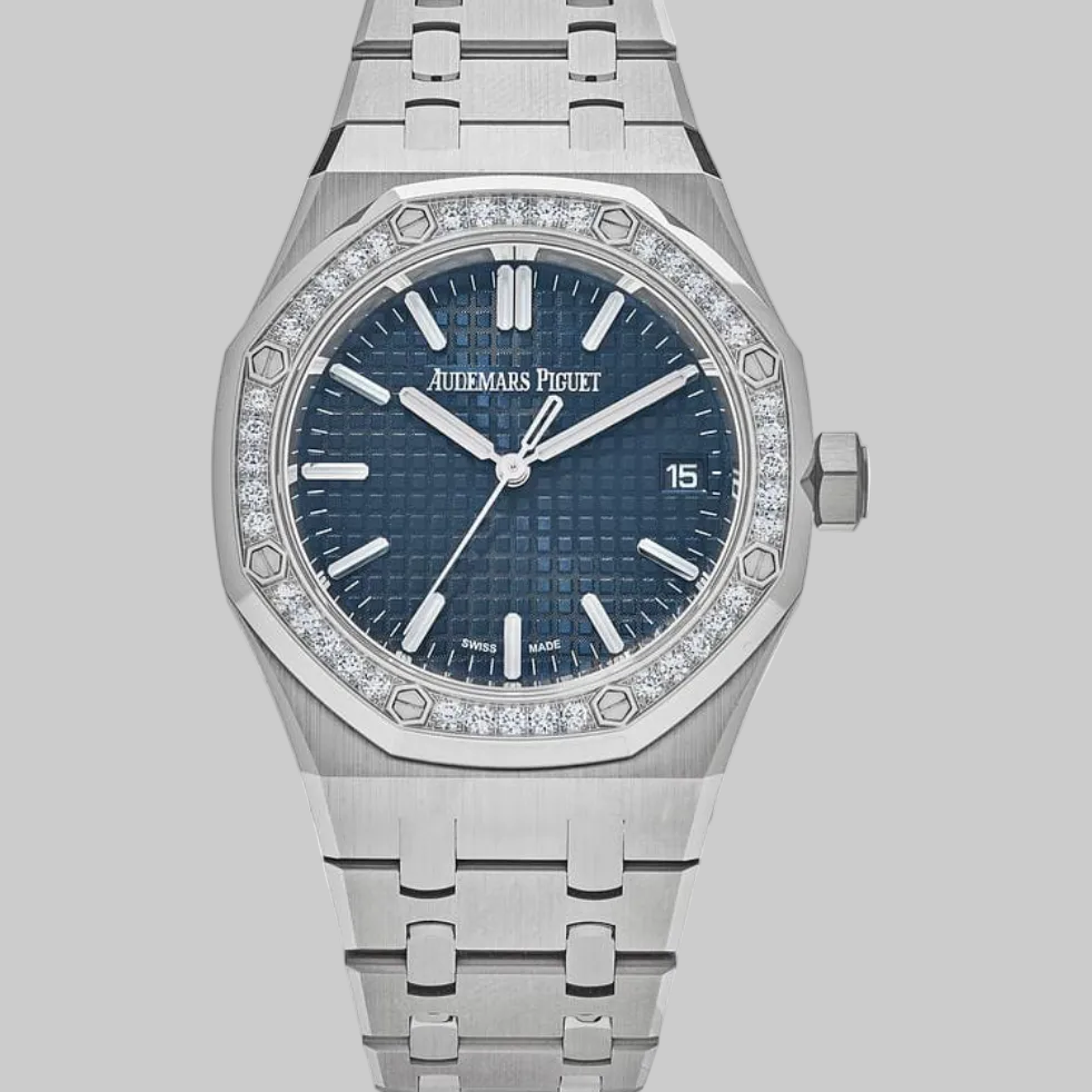 Audemars Piguet Royal Oak Selfwinding 15551ST.ZZ.1356ST.05 Blue Dial Diamond Bezel