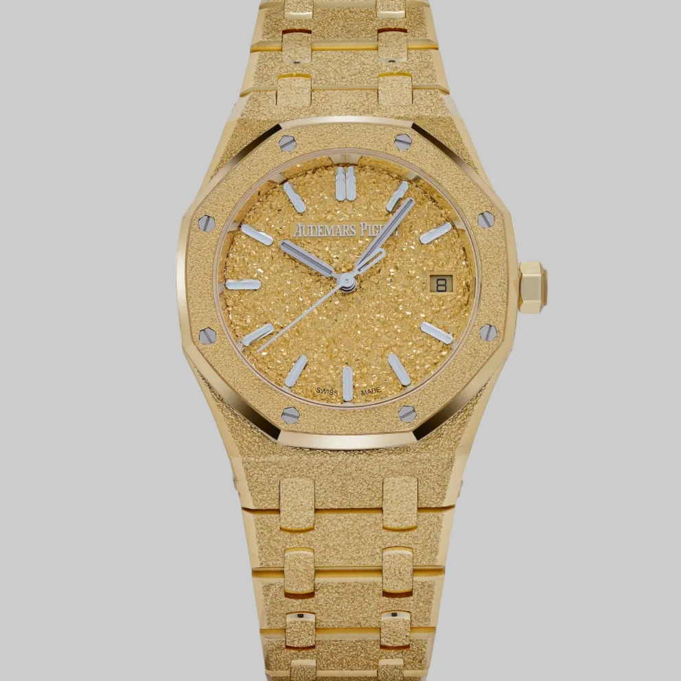 Audemars Piguet Royal Oak 77450BA.GG.1361BA.01 Frosted Yellow Gold Crystal Sand Dial