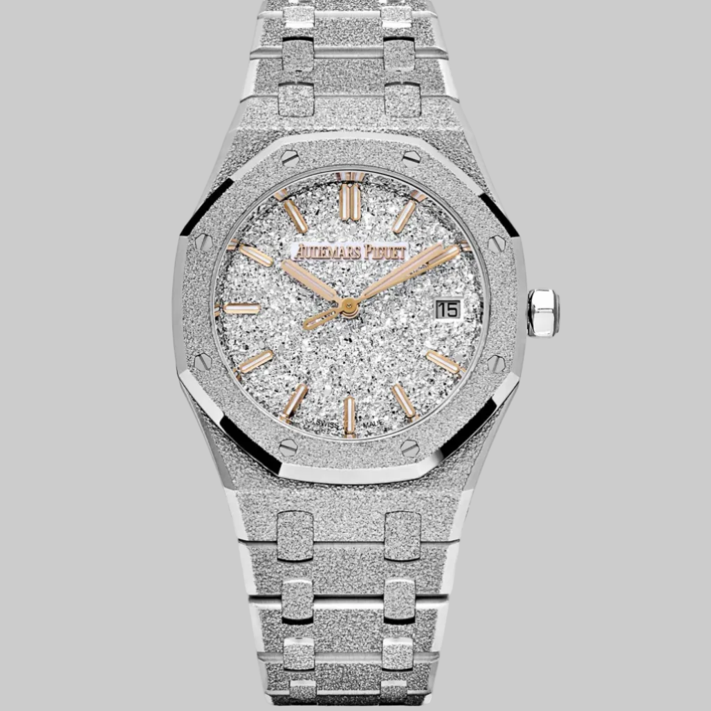 Audemars Piguet Royal Oak 77450BC.GG.1361BC.01 Frosted White Gold Crystal Sand Dial