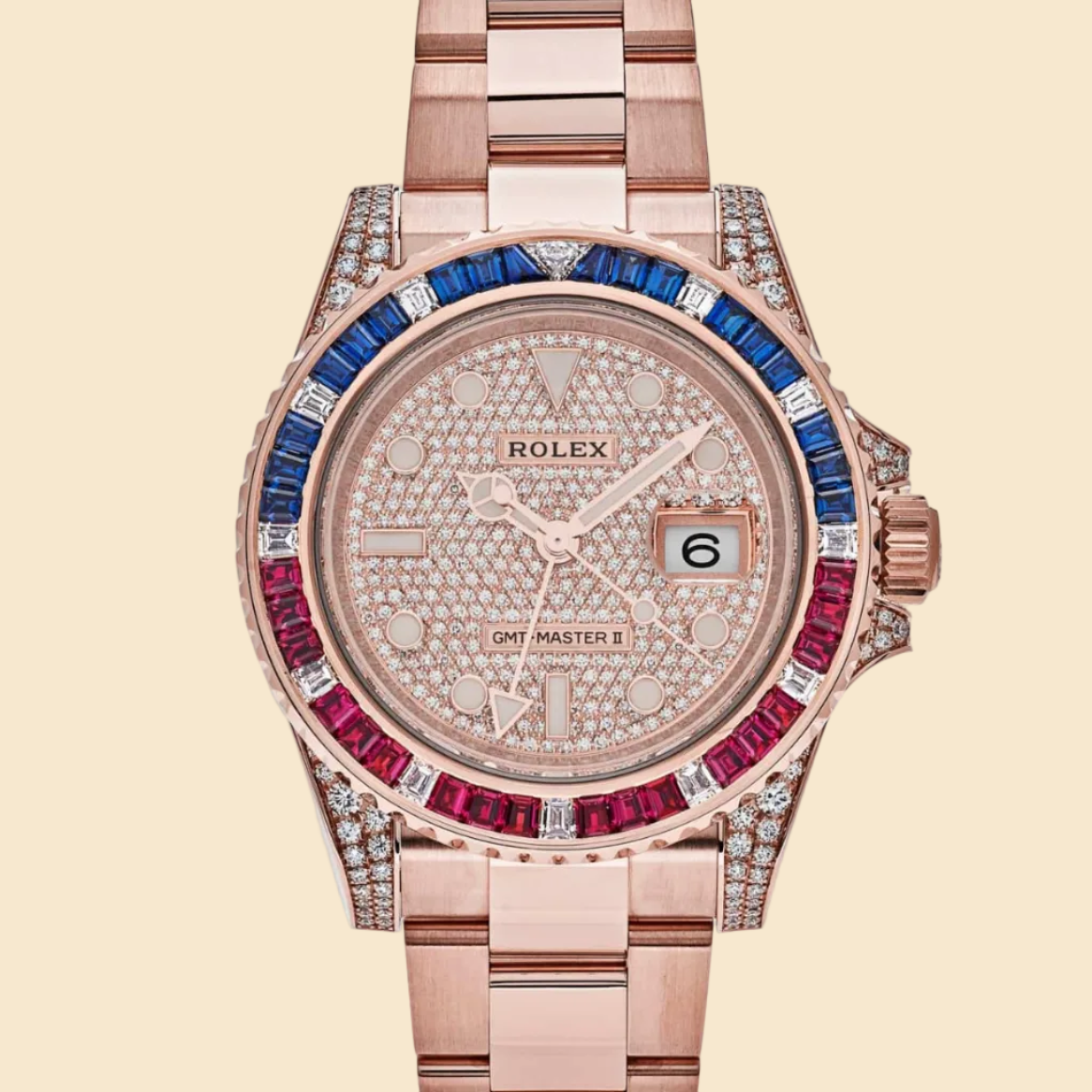 Rolex GMT-Master II 126755SARU Rose Gold Sapphire and Ruby