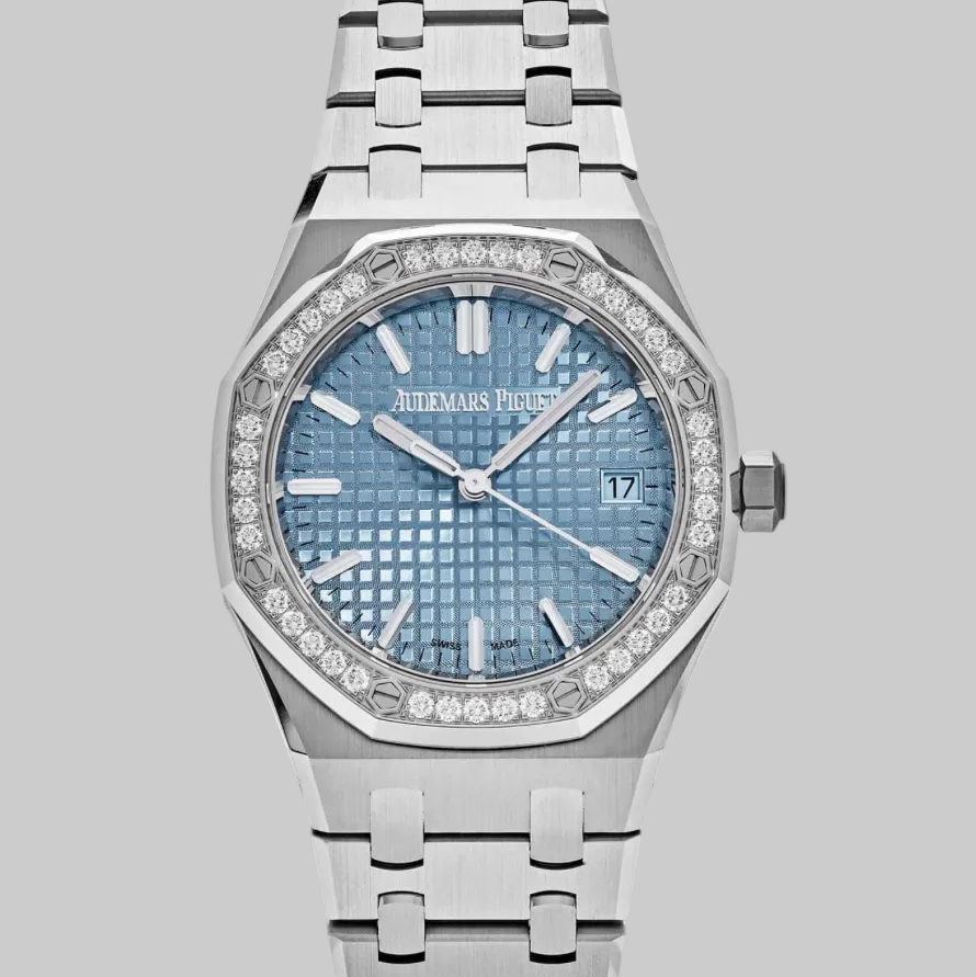 Audemars Piguet Royal Oak 77451ST.ZZ.1361ST.03 'Ladies' Stainless Steel Blue Dial Diamond Bezel