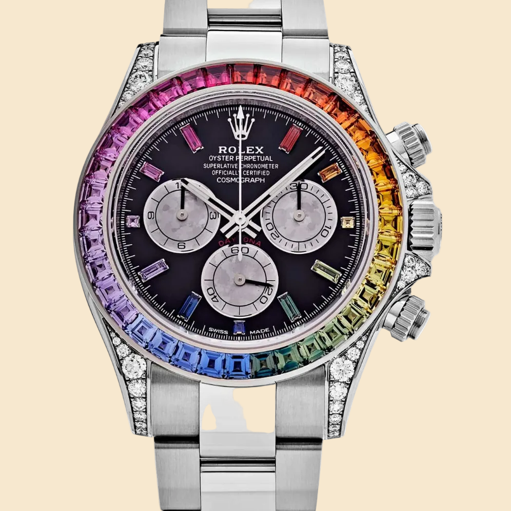 Rolex Daytona 116599RBOW 'Rainbow' White Gold Black Dial Sapphire Bezel