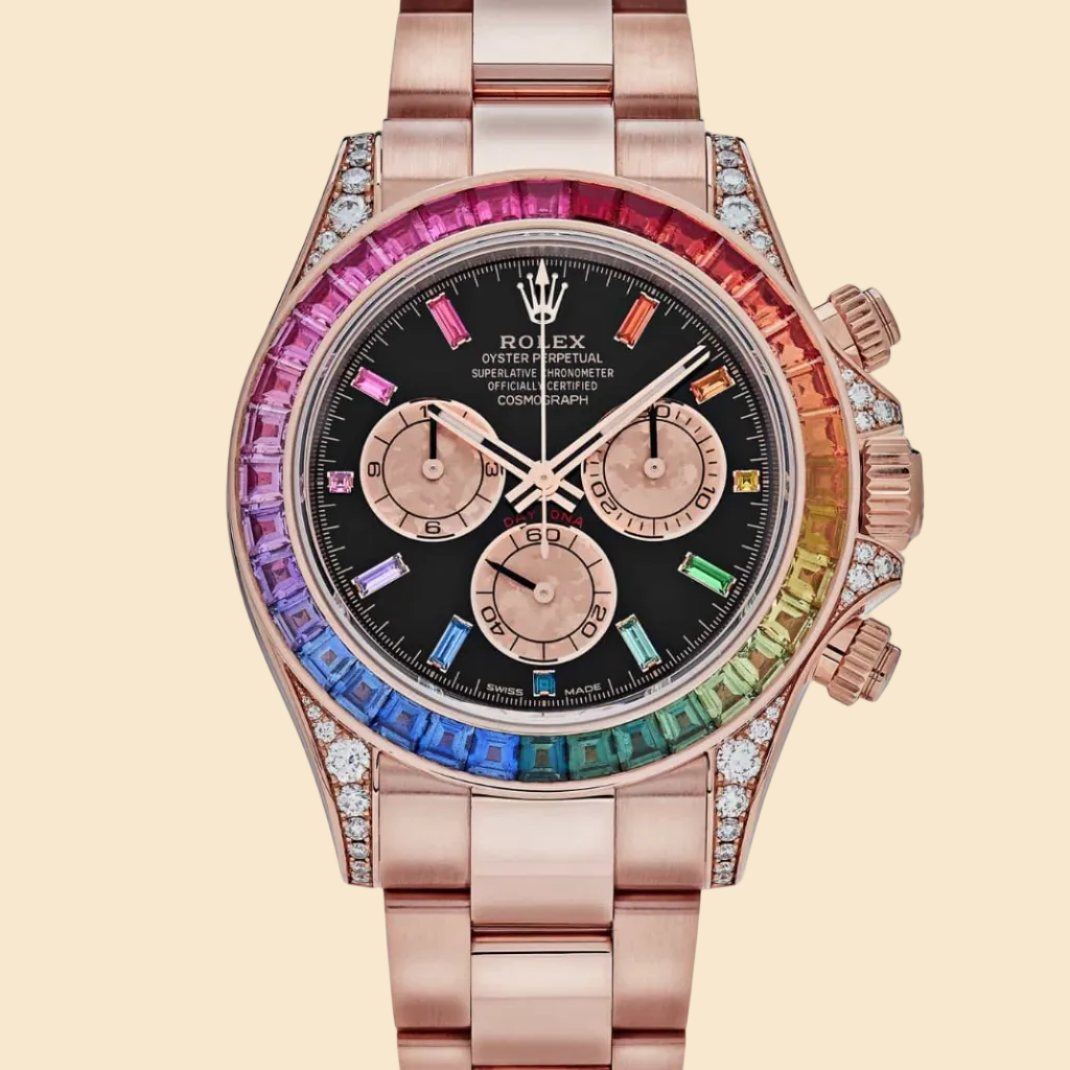 Rolex Daytona 116595RBOW 'Rainbow' Rose Gold Black Dial Sapphire Bezel