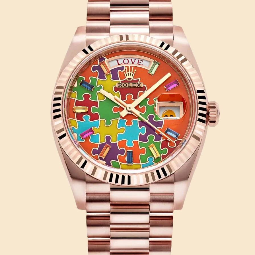 Rolex Day-Date 36 128235 'Emoji Puzzle' Rose Gold
