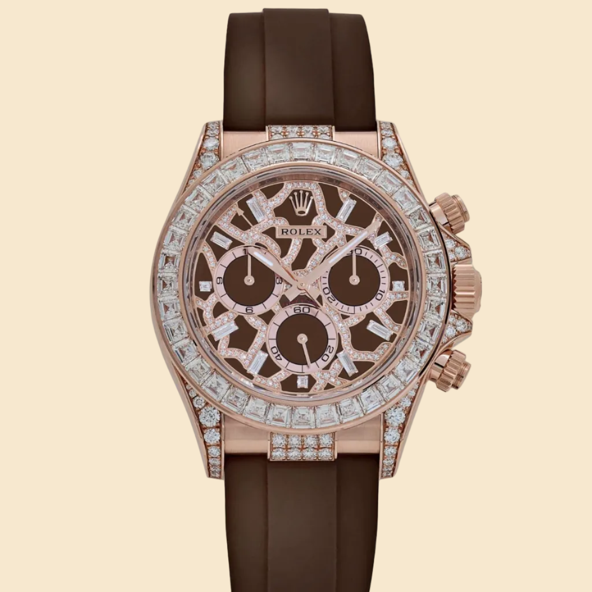 Rolex Daytona 'Giraffe' 126555TBR Rose Gold Chestnut Brown Diamond Dial Diamond Bezel