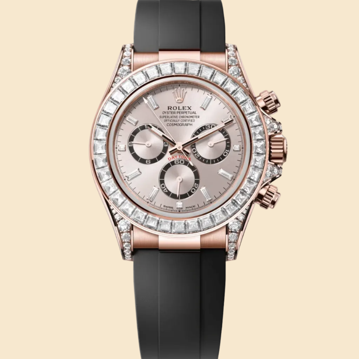 Rolex Daytona 126535TBR Rose Gold Sundust Diamond Dial Diamond Bezel