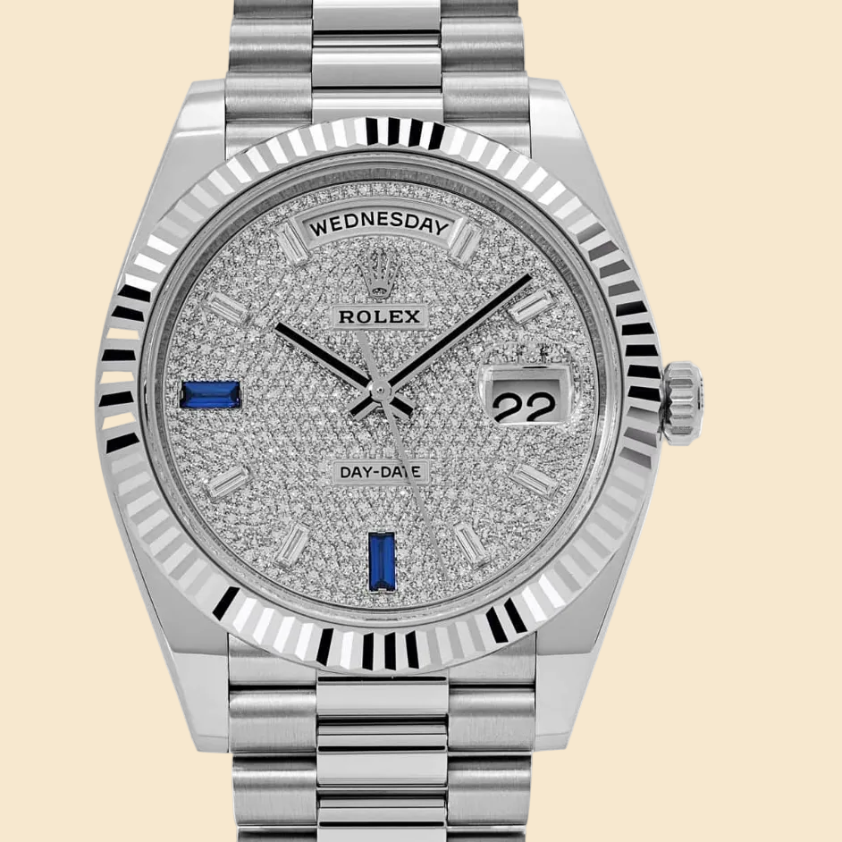 Rolex Day-Date 40 228236 Platinum Pavé Diamond Dial