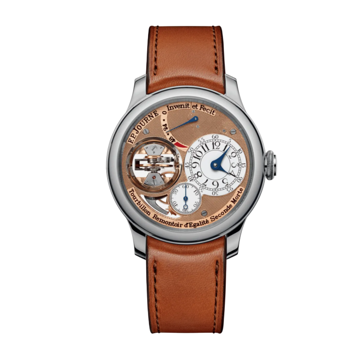 F.P.Journe Souveraine Tourbillon Souverain (TV) Platinum Brown Dial Brown Leather Strap 42MM Calibre 1519