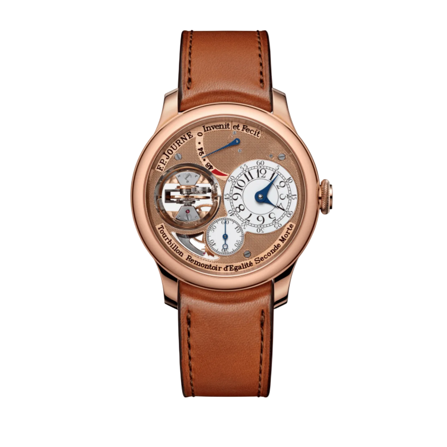 F.P.Journe Souveraine Tourbillon (TV) Gold Dial Brown Leather Strap Rose Gold 42MM Calibre 1519