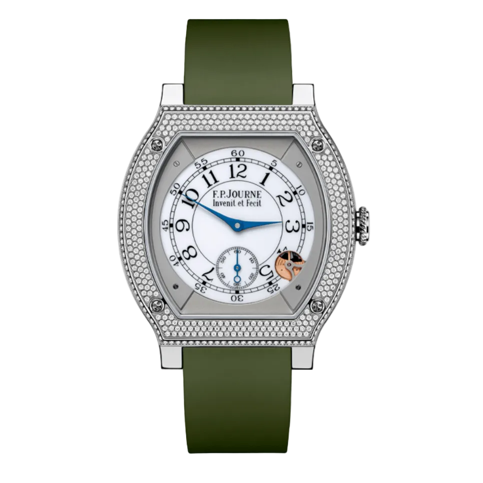 F.P.Journe Élégante Elegante With Diamonds (ELHT) Titanium White Dial Green Strap 48MM Calibre 1210