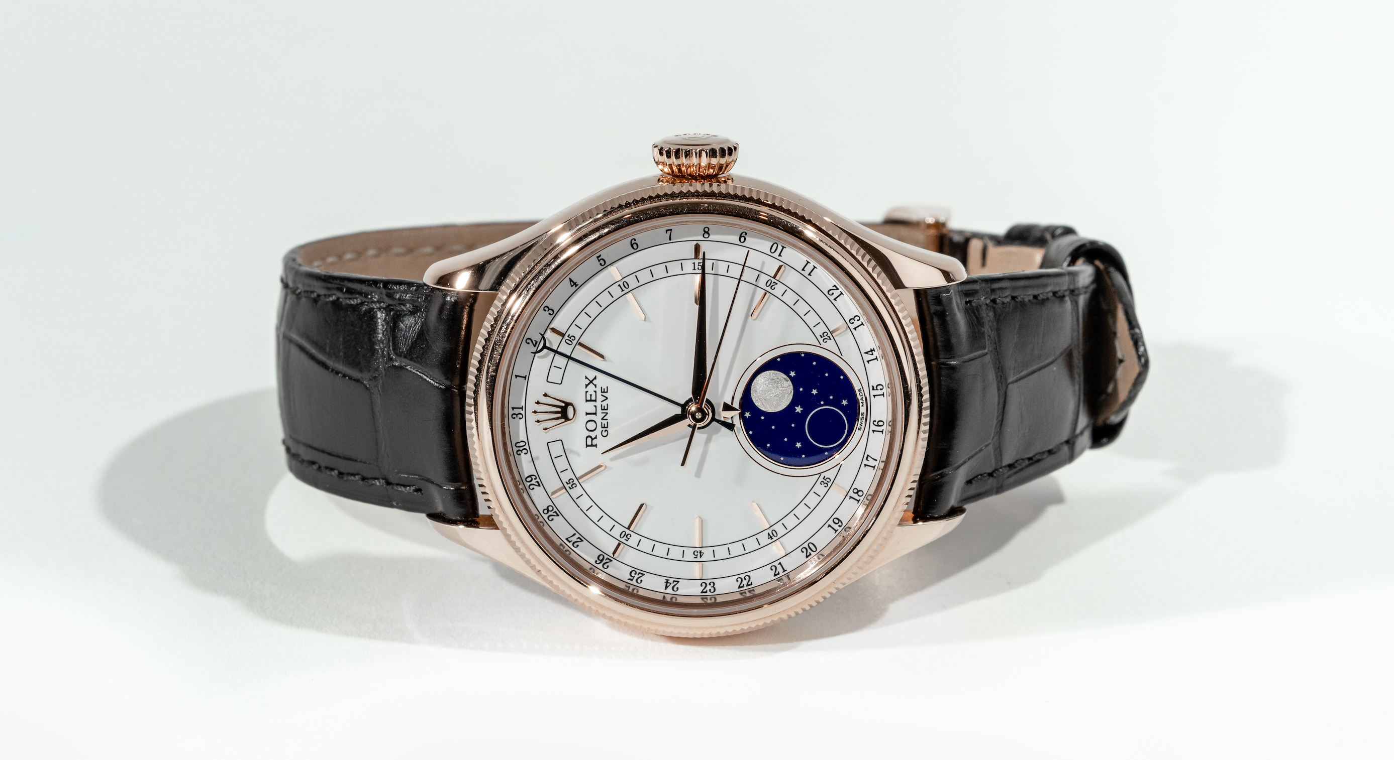Rolex Cellini 50535 Rose Gold White Dial Moon Phase