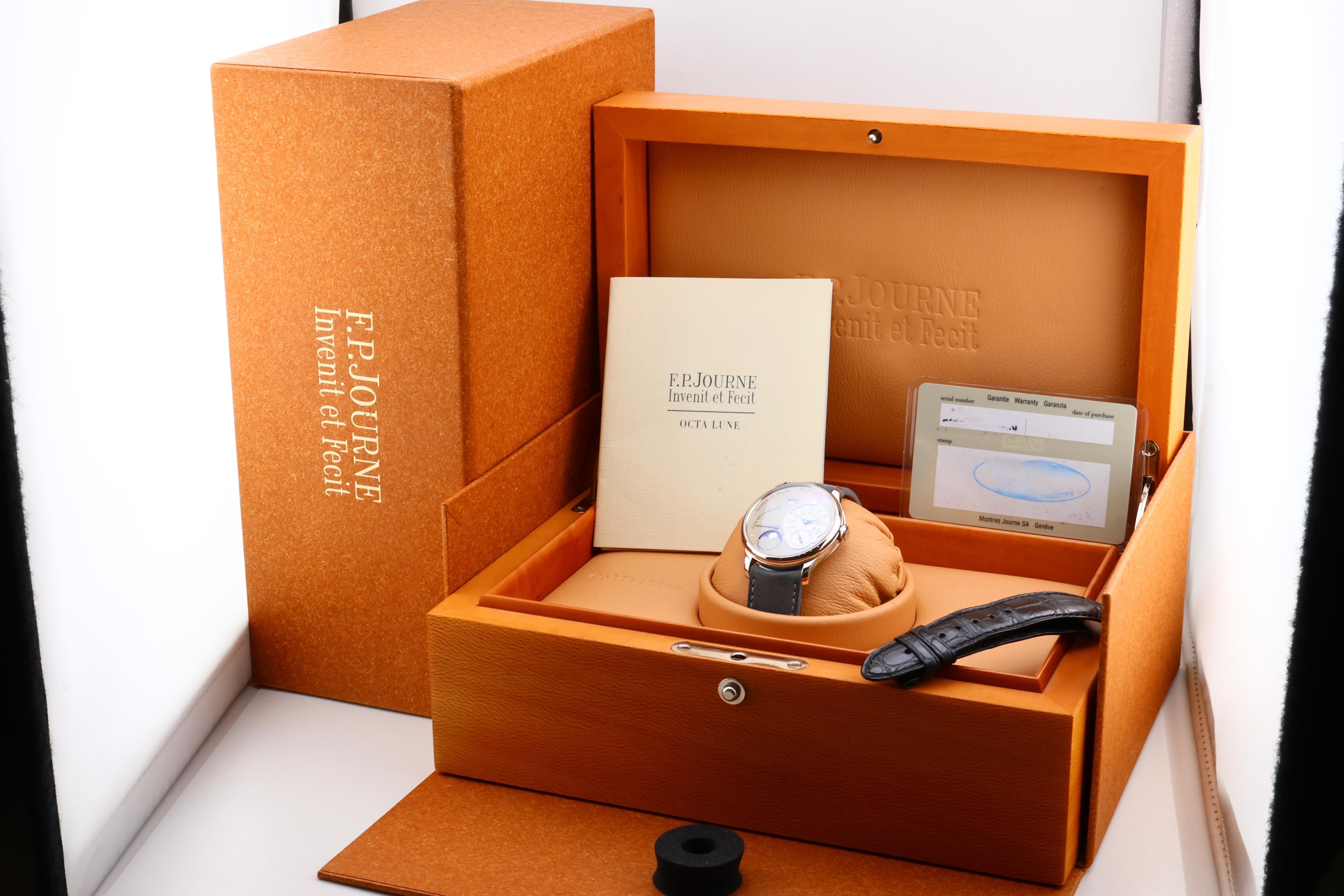 F.P.Journe Octa Lune (04L) Platinum Sliver Dial Leather Strap 38MM Calibre 1300